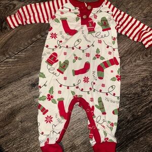 Holiday Cheer Red and White Kids Footie